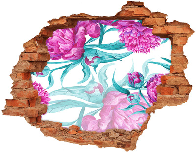 Autocollant mural trou Pivoines roses brique