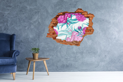 Autocollant mural trou Pivoines roses brique