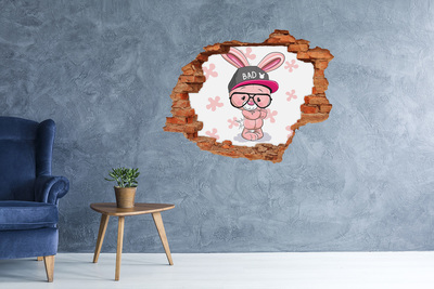 Autocollant à effet 3d trou Lapin avec un chapeau