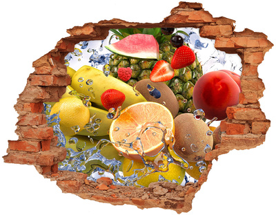 Sticker trou dans le mur Fruits et eau brique