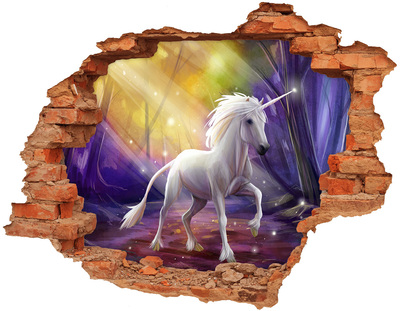 Autocollant mural trou Licorne brique