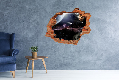 Sticker mural effet trou Galaxie brique