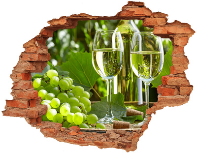 Sticker mural effet trou Vin blanc et fruits brique