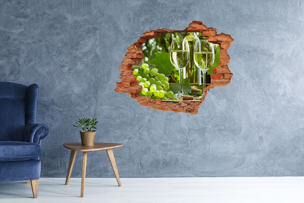 Sticker mural effet trou Vin blanc et fruits brique