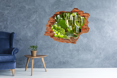 Sticker mural effet trou Vin blanc et fruits brique