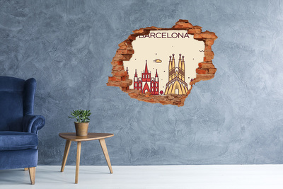 Sticker mural effet trou architecture catalane
