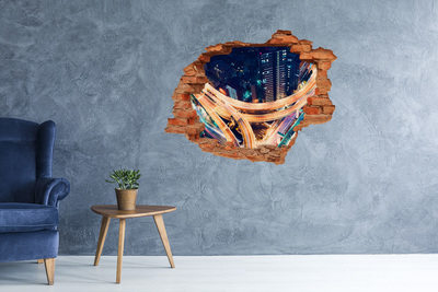 Sticker trou dans le mur Vue de la ville la nuit