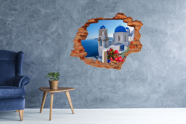 Sticker mural effet trou Santorin dans toute sa splendeur