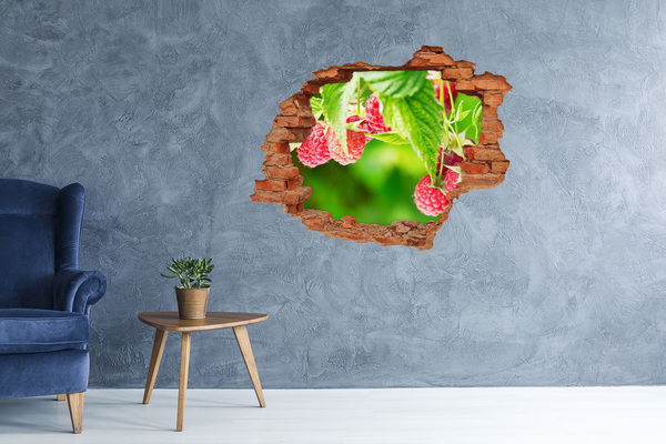 Autocollant à effet 3d trou Des framboises dans le jardin