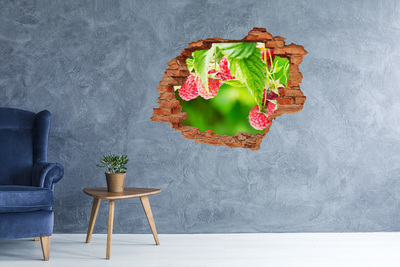 Autocollant à effet 3d trou Des framboises dans le jardin