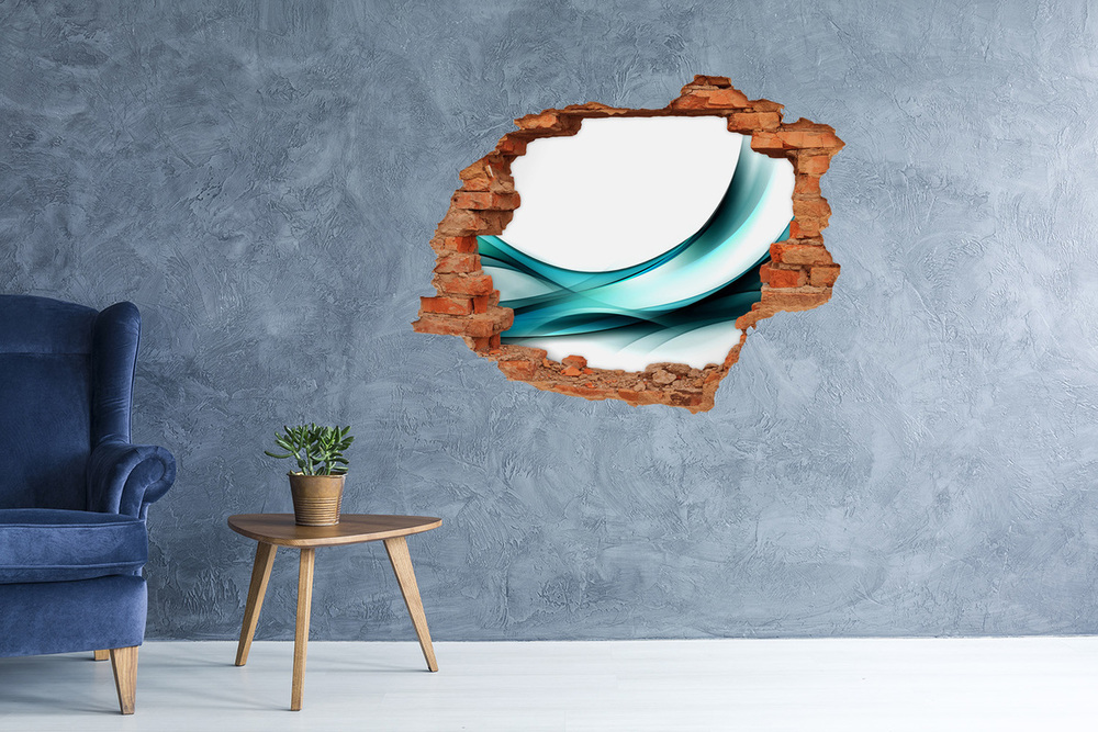 Sticker mural effet trou Vagues bleues abstraites brique