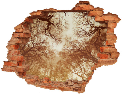 Sticker mural effet trou Reflet d'arbres dans un mur en ruine