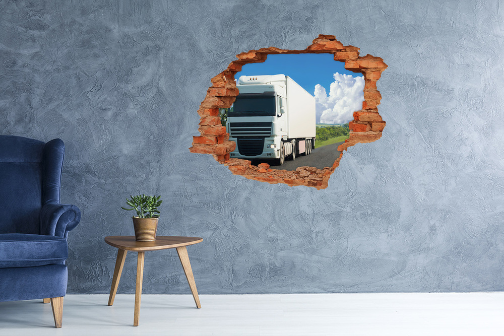 Autocollant mural trou Camion blanc brique