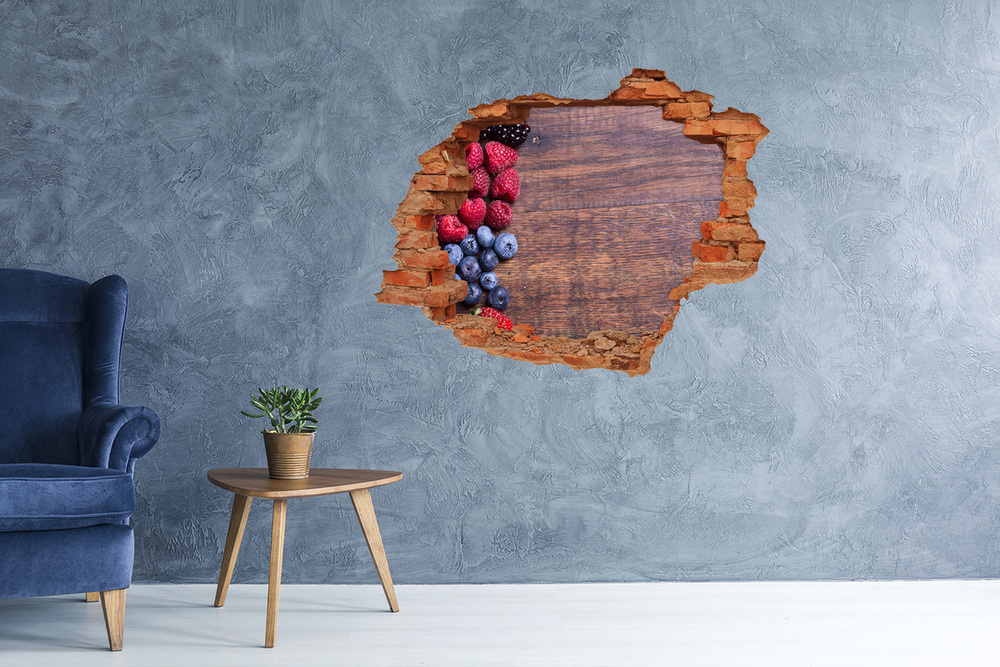 Autocollant mural trou Fruits des bois brique