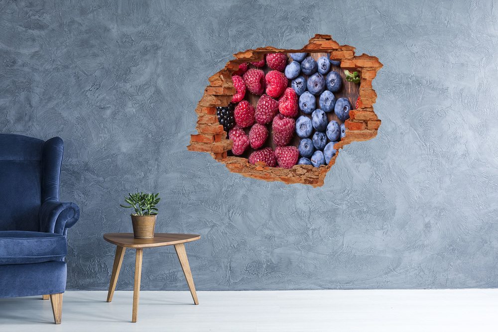 Sticker mural effet trou Fruits des bois brique