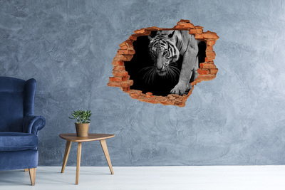 Autocollant à effet 3d trou Tigre dans un trou dans le mur