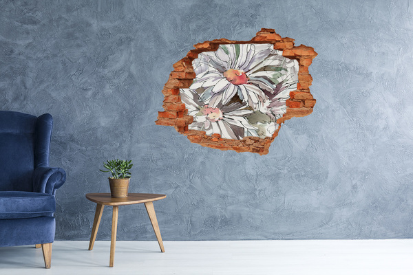 Sticker trou dans le mur Fleurs en béton