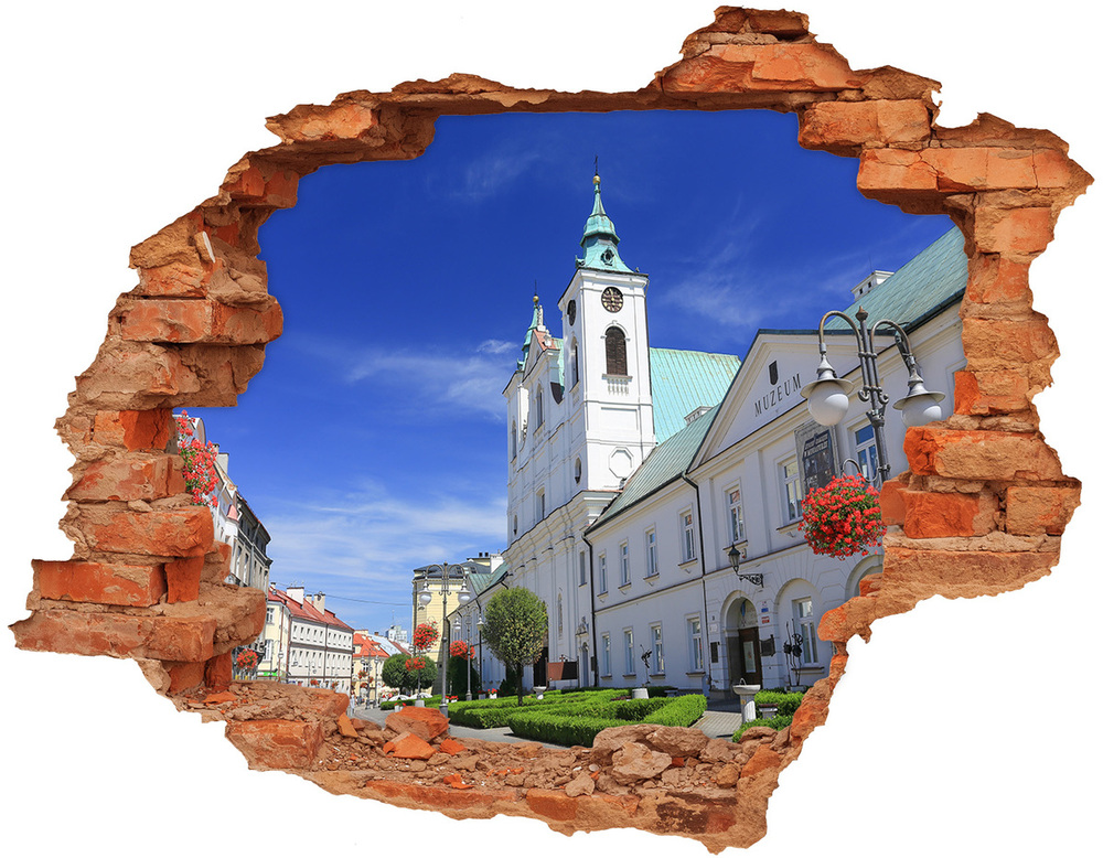 Sticker mural effet trou Rzeszow Pologne brique