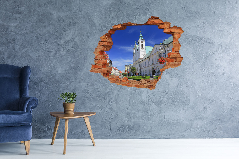 Sticker mural effet trou Rzeszow Pologne brique