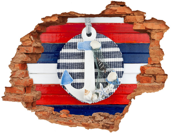 Autocollant mural trou Aventure en mer avec des coquillages