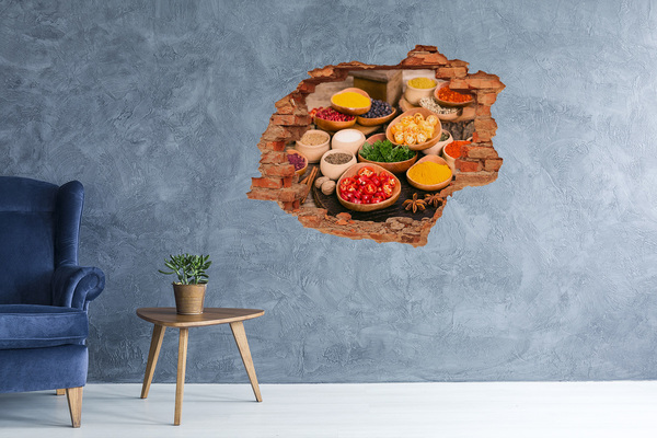Sticker mural effet trou Une cuisine pleine d'épices