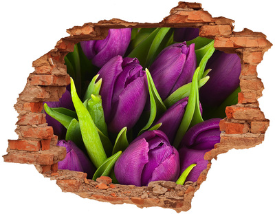 Autocollant mural trou Tulipes violettes brique