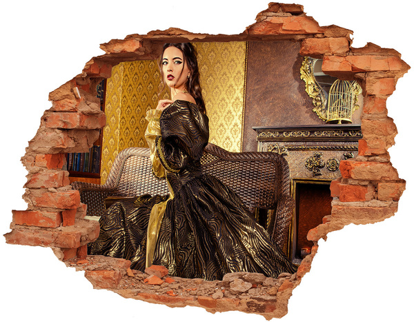 Sticker mural effet trou Une femme en robe élégante dans un intérieur raffiné