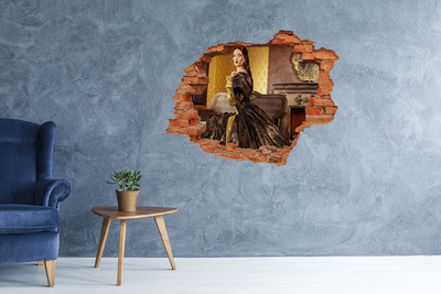 Sticker mural effet trou Une femme en robe élégante dans un intérieur raffiné