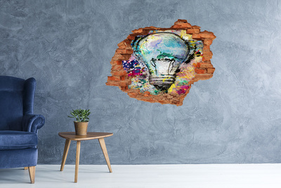 Autocollant mural trou Un mur abîmé avec une lampe