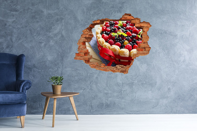 Sticker mural effet trou Gâteau de fruits forestiers brique