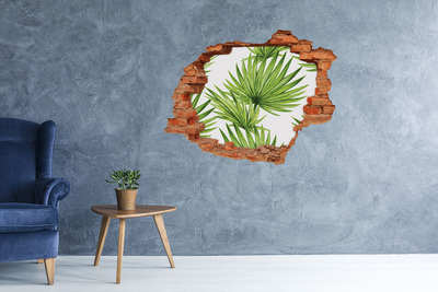 Autocollant mural trou Feuilles tropicales brique