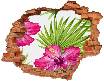 Autocollant mural trou Paradis tropical avec des hibiscus