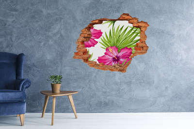 Autocollant mural trou Paradis tropical avec des hibiscus