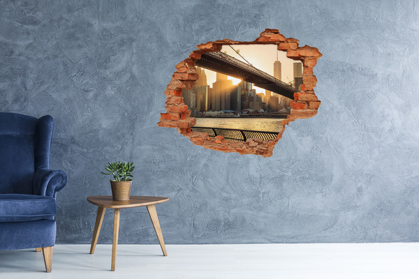 Sticker trou dans le mur Pont au coucher du soleil