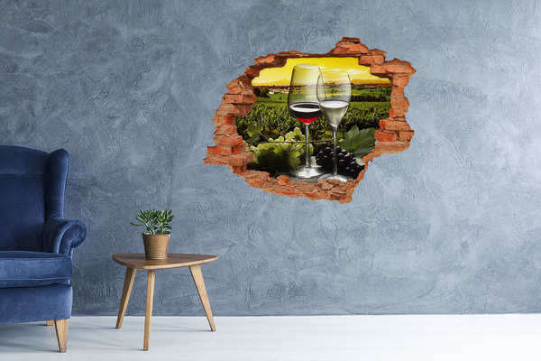 Sticker mural effet trou Du vin dans le vignoble