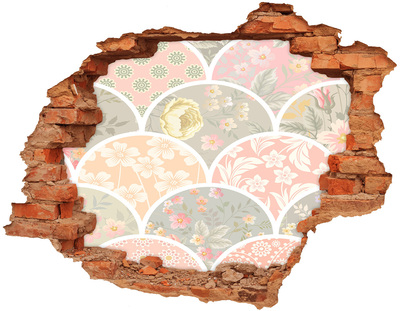Sticker trou dans le mur Motif floral derrière un mur endommagé
