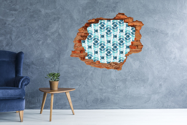 Sticker mural effet trou Motif floral trou dans le mur