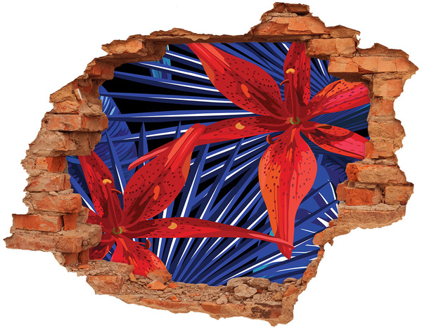 Sticker mural effet trou Une explosion florale de couleurs