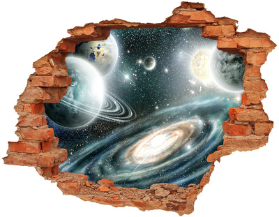 Sticker mural effet trou Galaxie cosmos brique