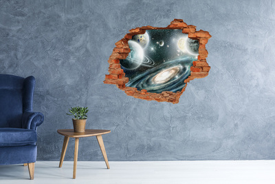 Sticker mural effet trou Galaxie cosmos brique