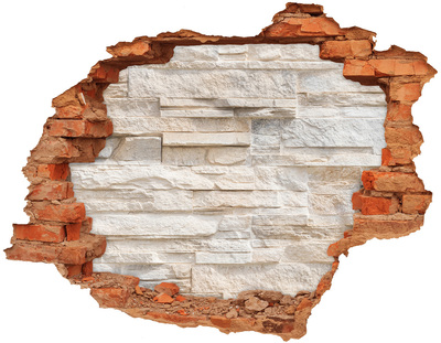 Autocollant mural trou Mur endommagé avec finition en pierre