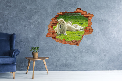 Sticker mural effet trou Lion blanc dans son habitat naturel