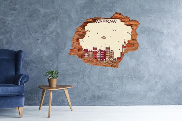 Autocollant mural trou La ville derrière le mur