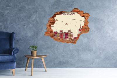 Autocollant mural trou La ville derrière le mur