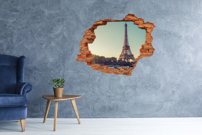 Sticker mural effet trou Montagnes en hiver brique