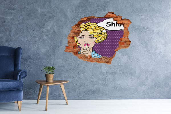 Sticker mural effet trou Une femme au sourire mystérieux