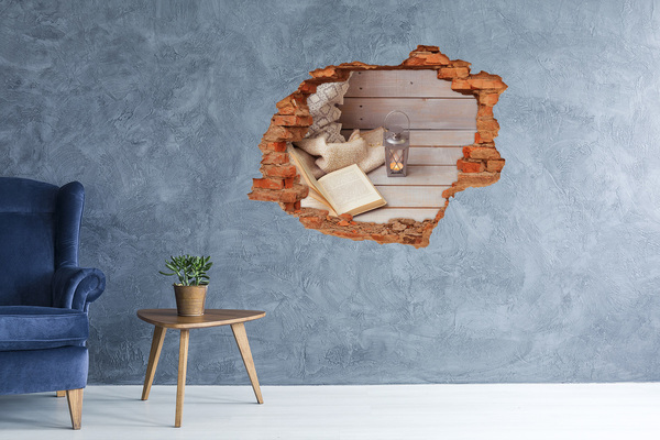 Autocollant à effet 3d trou Un coin douillet avec une lanterne