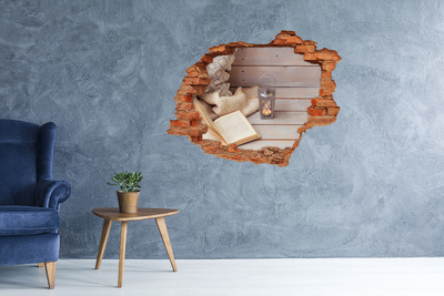 Autocollant à effet 3d trou Un coin douillet avec une lanterne