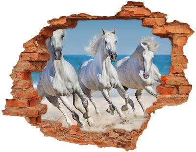 Sticker mural effet trou Chevaux blancs sur la plage