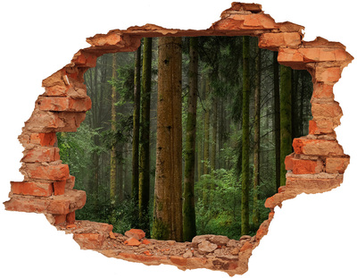 Autocollant à effet 3d trou Forêt verte dans un trou dans le mur